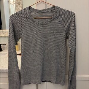 lululemon athletica Black and White Striped Long Sleeve Tee